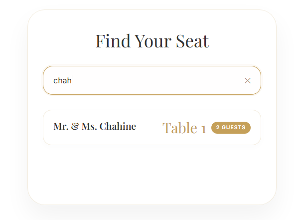 Guest using the Cedar Invites QR seat finder to locate their table