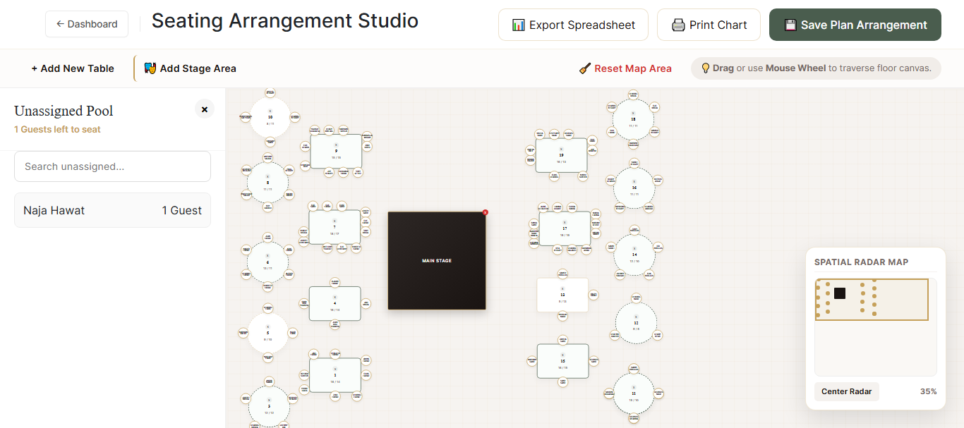 Cedar Invites drag-and-drop wedding floor plan and table map